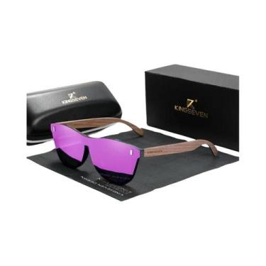Imagem de Óculos de Sol de Madeira Vintage Kingseven - Unissex com Proteção UV40