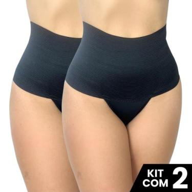 Imagem de Kit 2 Calcinhas Cinta Elastico 17cm Compressão Confortável Modeladora 