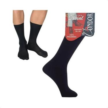 Imagem de Kit 24 Pares De Meias Preta Masculina Social Clássic Padrão Cano Longo