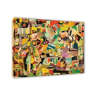 Imagem de JZSDGB Clementine Hunter Prints-Famous Paintings Wall Art Posters-Reprodução em tela-'95-Arte de parede em tela pronta para pendurar quadros de paisagem para decoração de casa 30 x 40 cm (12 x 16 pol)