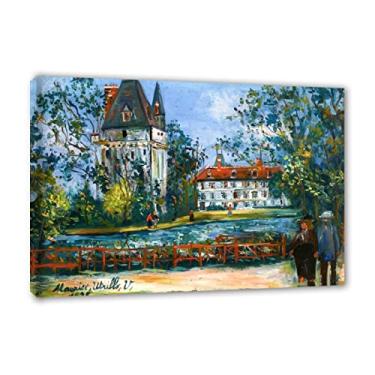 Imagem de Maurice Utrillo Impressões - reproduções de pinturas famosas - Impressão de paisagem em tela arte de parede - 'Château de Saintines, Oise'Poster emoldurado pronto para pendurar - Imagens de inverno