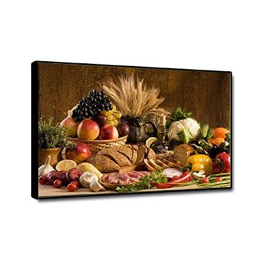 Imagem de Impressão de imagens de cozinha em tela - arte de parede grande para cozinha - pôsteres e impressões de alimentos de frutas - Comida para decoração de sala de jantar 20 x 30 cm (8 x 12 pol) moldura