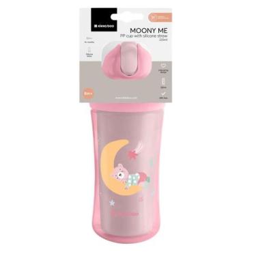 Imagem de Copo Infantil com Canudo de Silicone Moony Me Pink 220ml KikkaBoo