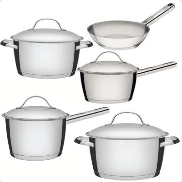 Imagem de Jogo Panela Frigideira Indução Inox Fundo Triplo Tramontina, Inox