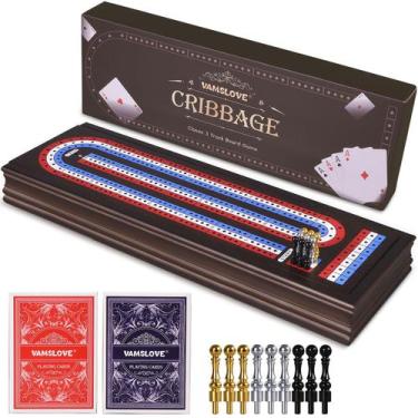 Imagem de Conjunto de jogos de tabuleiro Cribbage VAMSLOVE, placar de madeira de