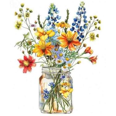 Imagem de DYAIANGMU Kit de ponto cruz de estampagem, kit de ponto cruz de flor para iniciantes adultos, kit de costura de ponto cruz DIY de linha completa para decoração de casa padrões de ponto cruz 39,9 x 30