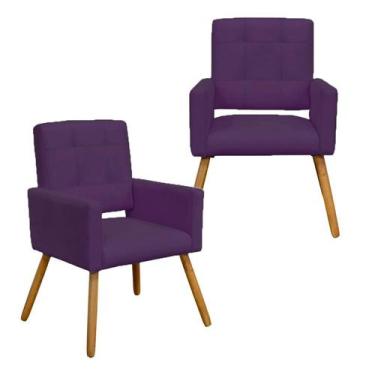 Imagem de Kit Com 2 Poltronas Para Quarto Closet Pés Palito Camila Suede Roxo - 
