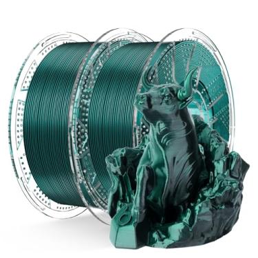 Imagem de Chitu Systems Filamento de impressora 3D PLA de seda de duas cores, 1,75 mm, 2 kg (Preto escuro verde escuro)