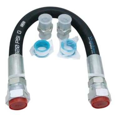 Imagem de Mangueira jumper de compressor universal de grau industrial de 3/10.2 cm x 50.8 cm - conector macho NPT de alta temperatura 160 °C, conector macho NPT de 3/10.2 cm, ambos os lados giram livremente,