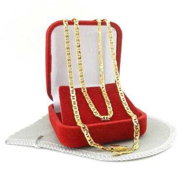 Imagem de Corrente Masculina 60Cm 3Mm Largura Folheada Ouro Cr524 - Wnbijouteria