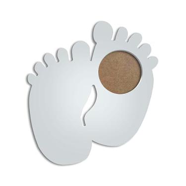 Imagem de kiaga.com.br, Porta Maternidade Colorido Em Forma de Pezinhos Em Mdf Com PVC Antirreflexo Cor:BRANCO;Tamanho:27x30 cm