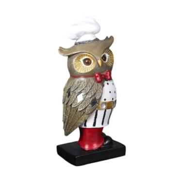 Imagem de Bothyi Estátua de Owl Animal Sculpture Retro Design Decoration Fture for Office Birds Lover Porch Patio Bookshelf, L