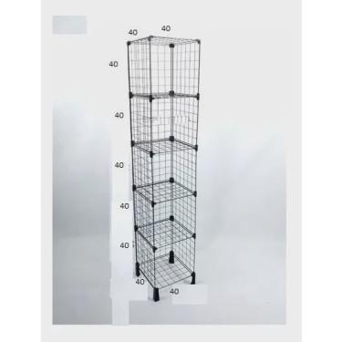 Imagem de Balcão / Estante Aramada 2,10x0,40x0,40mM Preta com 05 Nichos