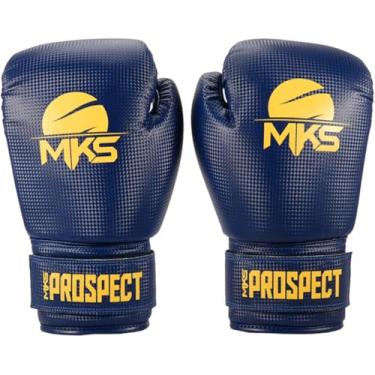 Imagem de Luva De Boxe Muay Thai Kickboxing Prospect Azul/Amarelo Mks Combat (12oz)