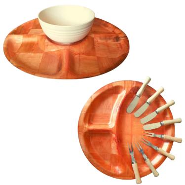 Imagem de Petisqueiras Bambu Prensado com Utensílios Para Queijos e Patês 11 Peças - Saldão