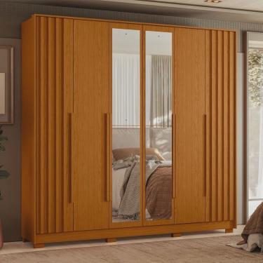 Imagem de Guarda Roupa Casal 06 Portas com Espelho Deville Cinamomo