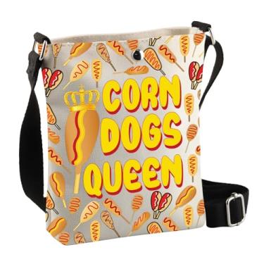 Imagem de BDPWSS Corn Dogs Presentes Corn Dogs Lover Gift Corn Dogs Queen Bolsa transversal Carnaval Comida Presente Hot Dog Bolsa temática, Corn Dogs Queen Cbag