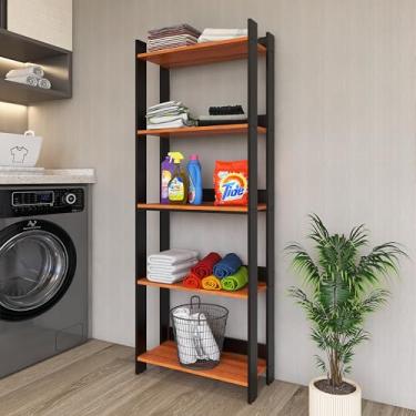 Imagem de Armário Para Lavanderia Dispensa Estante Estilo Industrial Multiuso Organizador (Preto/Nature)