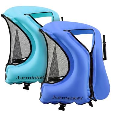 Imagem de Jurmickey Colete De Mergulho Com Snorkel De 2 Peças Para Adultos, Colete Inflável Para Mergulho Com Snorkel Para Homens E Mulheres, Jaqueta De Natação Portátil E Colete De Flutuação Para Mergulho Co