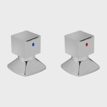 Imagem de Kit com 2 Acabamentos Para Registro C46 Água Quente/Fria Premium KU4246 Ducon Metais Cromado