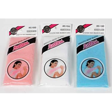 Imagem de SALUX Touca de banho de pele japonesa de nylon / toalha de banho 3 peças mix pêssego branco azul