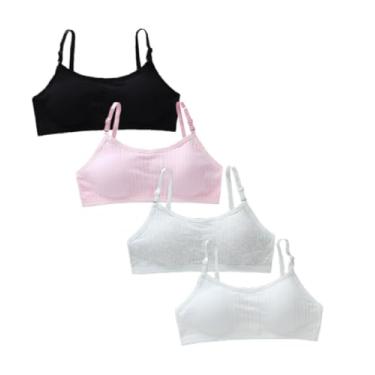 Imagem de Jeserom Sutiã esportivo para meninas grandes sem fio acolchoado leve para iniciantes 10-16 anos, Estilo B-pacote com 4, 10-16 Anos