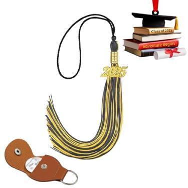 Imagem de 2025 borla formatura classe de 2025 presentes para ela na moda várias cores (preto e dourado) borla de formatura com data de lançamento de aniversário para universitários