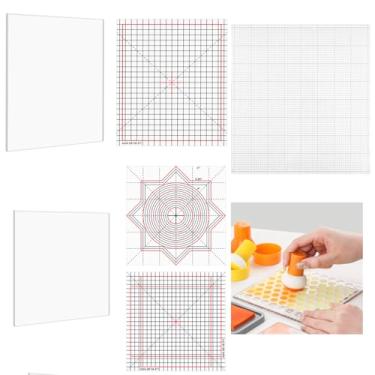Imagem de 3 peças de tapete adesivo de baixa aderência com grade para estampar tinta estêncil mistura de tinta transparente fotopolímero artesanato tapete baixo pegajoso tapete de carimbo projetos faça você