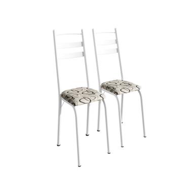 Imagem de Kit com Duas Cadeiras de Cozinha 92cm X 41cm X 34cm Branco/ Madeira Cedro