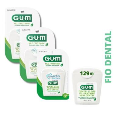 Imagem de Fio Dental Encerado 129m  GUM  3 unidades