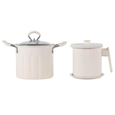 Imagem de DimyFew Frigideira profunda panela de cozinha multiuso 3l Capacidade mais quente para frango frito Fratas francesas fervendo anéis de cebola, Branco