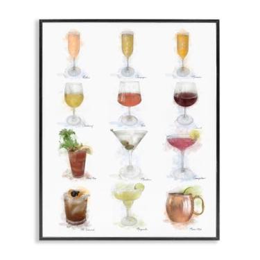 Imagem de Stupell Industries Menu de coquetéis artesanais macios arte giclée emoldurada preta, design de Matthew Piotrowicz, 61 x 76 cm