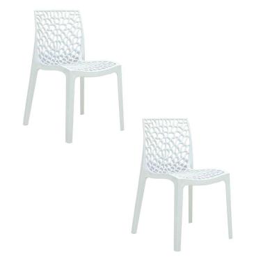 Imagem de Cadeira Sala De Jantar Kit 2 Gruvyer Branco R02 - D`rossi