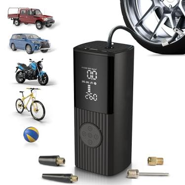 Imagem de EcoNour Compressor de ar portátil para inflador de pneu 150 PSI, mini bomba de ar para pneus de carro, bomba de pneu elétrica sem fio para carro, motocicleta, bicicleta e bola, acessórios de carro de