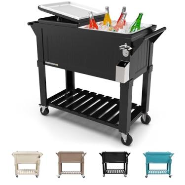 Imagem de Permasteel Cooler de pátio portátil PS-A203 F1-BK de 80 litros, preto