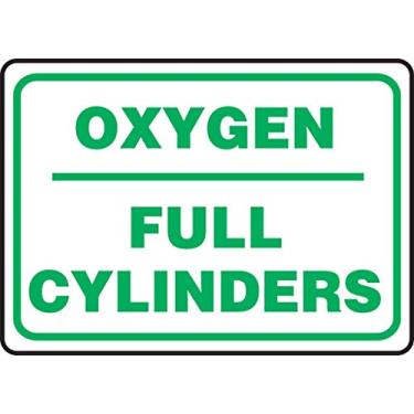 Imagem de Accuform Placa de segurança "Oxigênio - cilindros completos", alumínio, 18 x 25 cm (MCPG573VA)