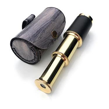 Imagem de Telescópio de latão telescópio de navegação pirata portátil com bolsa de couro cilíndrico espião náutico de latão presente para viajantes entusiastas de aventura colecionável