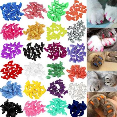 Imagem de VICTHY 140 peças de capas de unhas de gato, unhas macias coloridas para gatos com cola e aplicadores, tamanho grande
