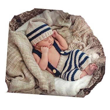 Imagem de Acessórios mensais para fotos de bebês recém-nascidos, calças de crochê para meninos e meninas, sessão de fotografia bege, Bege, M