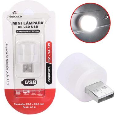 Imagem de 01 Mini Luminaria Luz Lampada De Protecao Led Frio Abajur USB 5v 1w - 
