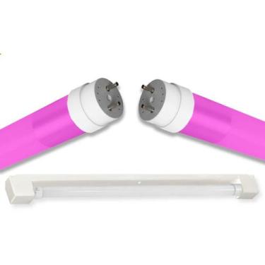 Imagem de Kit Calha Sobrepor Tubular Led 1,2m Branco Lâmpada Colorida 20w Ilumin