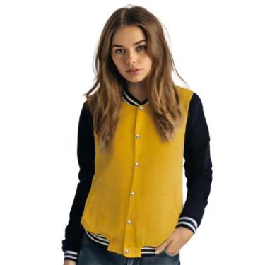 Imagem de Jaqueta Colegial Moletom Feminina Lisa com Bolsos - Calttony, G, Amare