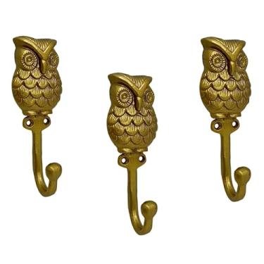 Imagem de AYZCORP Conjunto de 3 ganchos de ferro fundido em forma de coruja para decoração de arte de parede - cabides em forma de coruja e porta-chaves - cabide de roupas e mochila - ganchos para casaco