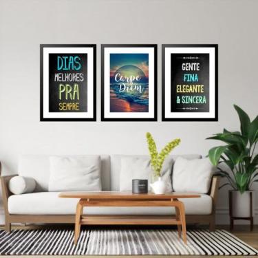 Imagem de Kit 3 Quadros Grandes Carpe Diem 60X48Cm - Quadros On-Line