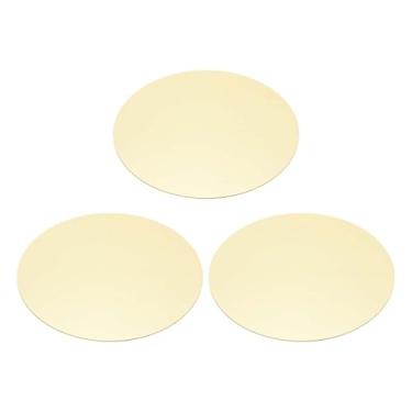 Imagem de PATIKIL 3 peças de placa redonda de latão, disco de chapa de metal redondo de 100 mm para reparo de artesanato faça você mesmo, gravação a laser, estampagem a laser, placas de nome, 0,8 mm de