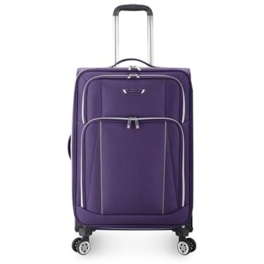 Imagem de Traveler's Choice Mochila expansível Lares Softside com rodas giratórias, roxo, verificada 67 cm, Roxa, Checked 27-Inch, Mochila expansível Lares Softside com rodas giratórias