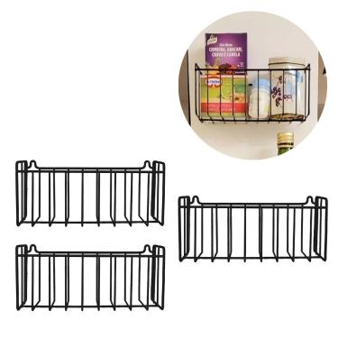 Imagem de Kit 3 Cesto Fruteira de Parede 20x9cm Aramado para Cozinha Banheiro Lavanderia Organização Multiuso N0