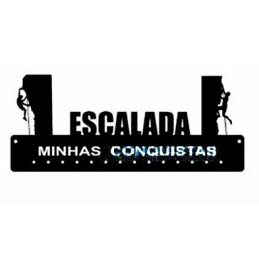 Imagem de Porta Medalhas Branco Escalada Preto Suporte MDF Personalizado Ganchos