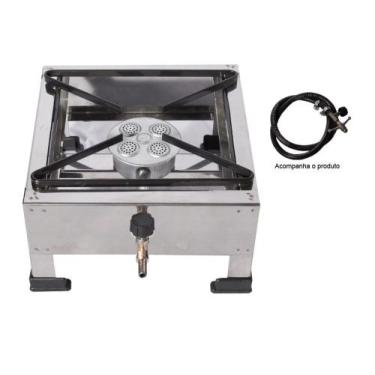 Imagem de Fogão 1 Boca Alta Pressão 20x20 + Registro + mangueira + pano de limpe