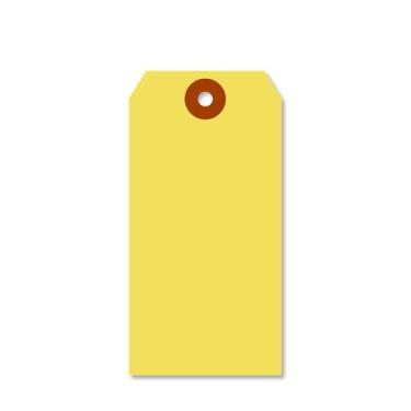 Imagem de SmartSign Pacote com 1000 etiquetas de envio amarelas em branco, tamanho 5, etiquetas de papelão de 13 pontos de espessura, etiquetas de pendurar de papel de 6 cm x 12 cm com patch de fibra reforçada